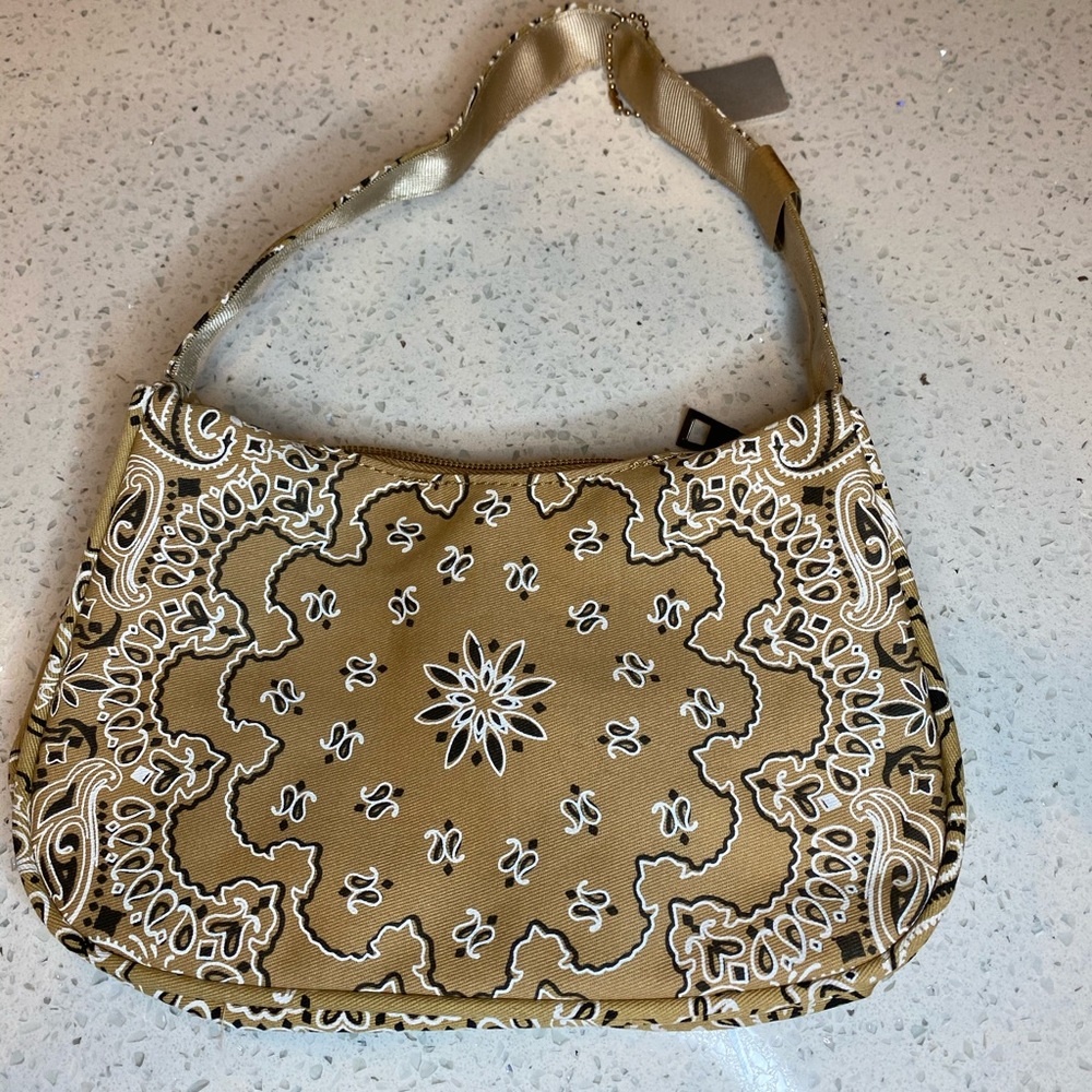 pasley print khaki mini shoulder bag